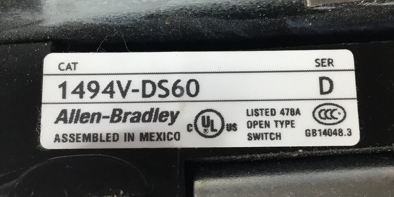 ALLEN BRADLEY  1494V-DS60 /D  Disconnect Switch       4F