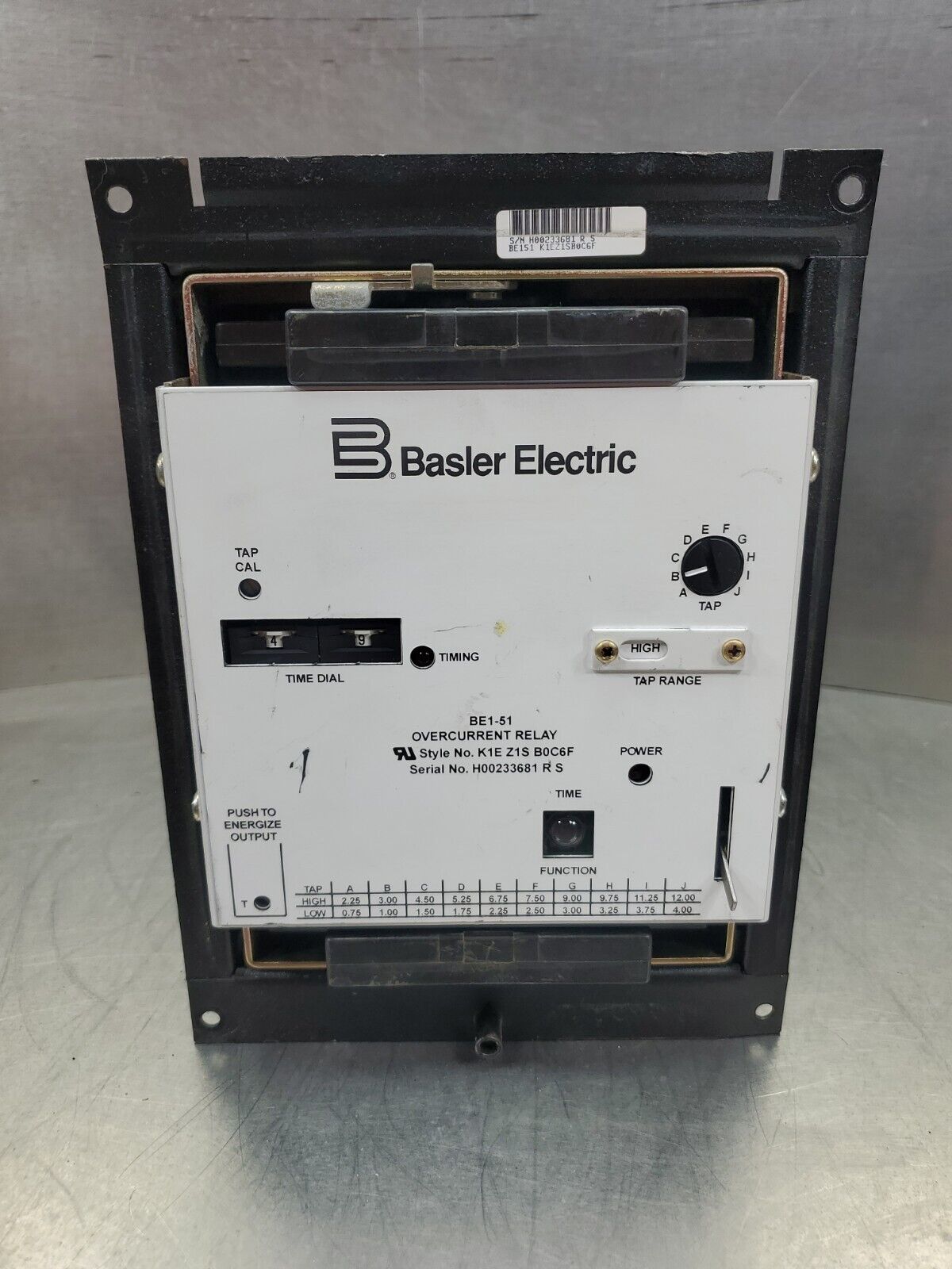 Industrial Electrical Basler Electric BE1-51A Solid-State Time Overcurrent Relay Industrial Electrical Basler Electric BE1-51A Solid-State Time Overcurrent Relay