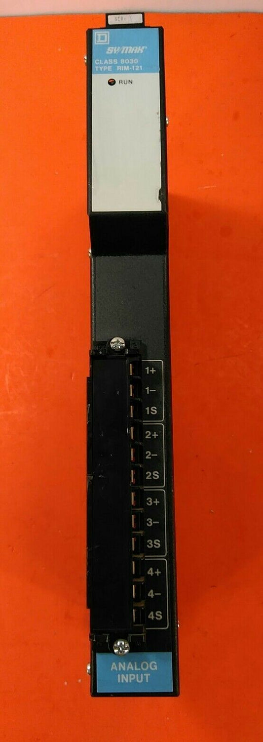 Square D 8030 RIM121  SY/MAX PLC Relay Input Mod 4pt, 1-10VDC, 4-20mA.  3C