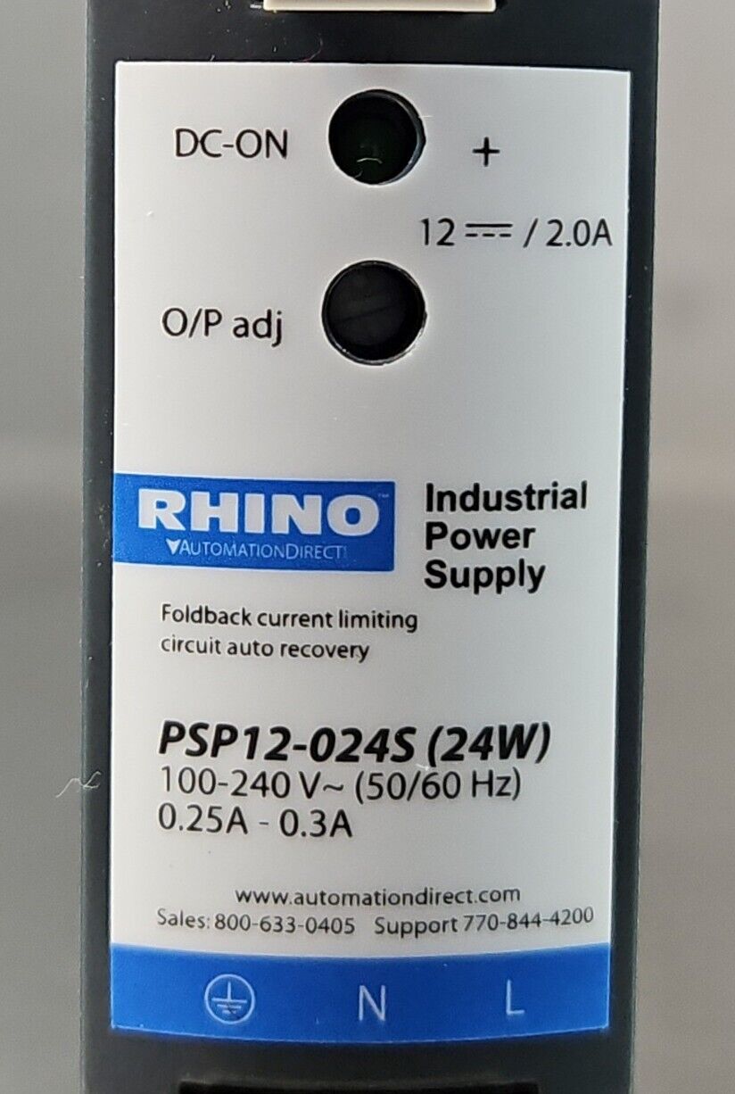 Rhino PSP12-024S Switching Power Supply. 100-240V-50/60 HZ 0.25 -0.3A.     3C-23