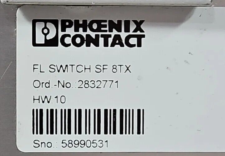 PHOENIX CONTACT FL SWITCH SF 8TX ETHERNET SWITCH.                          3B-22