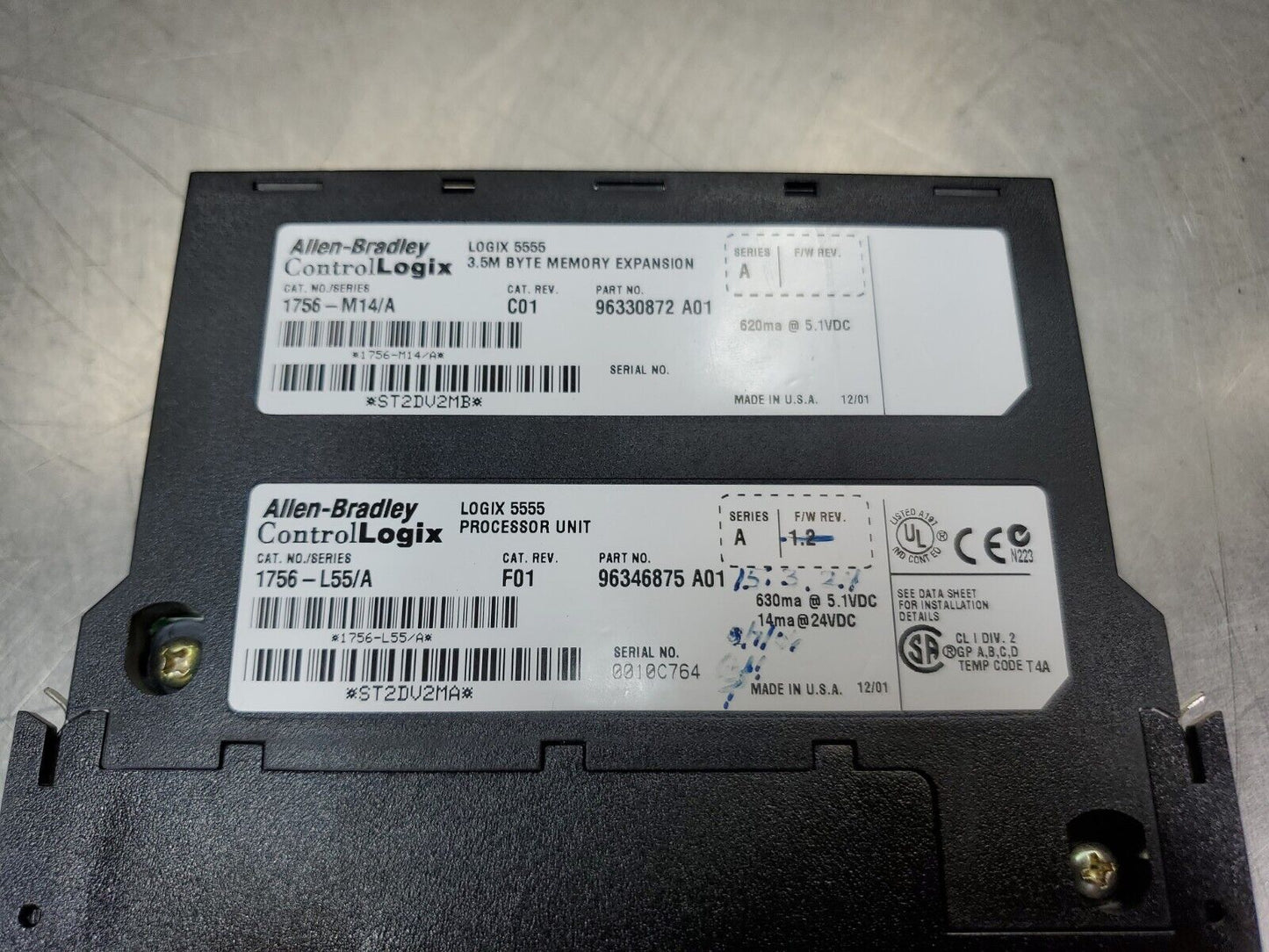 Allen-Bradley 1756-L55/A Logix Processor Unit w/1756-M14/A Exp. Module.    3C-18