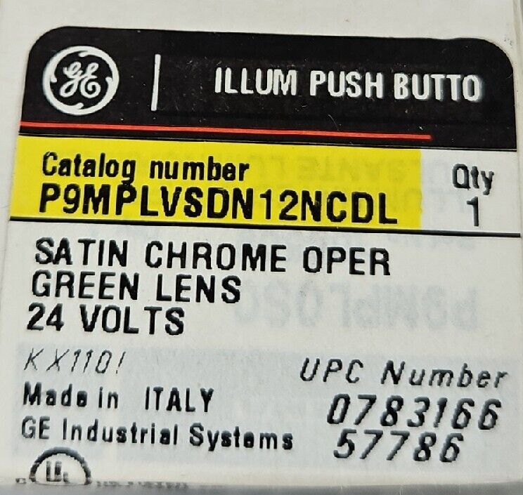 GE P9MPNGGN10N0 Yellow Lens Pushbutton Switch.                          Loc 4E-3