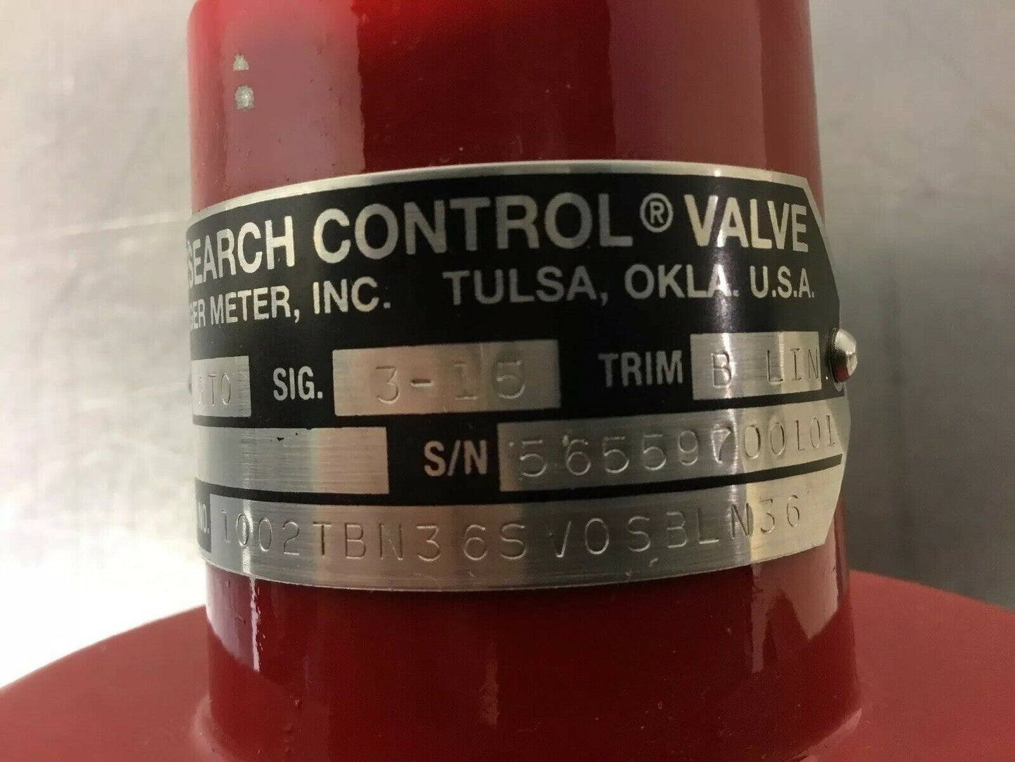 BADGER METER 1002TBN36SV0SBLN36 RESEARCH CONTROL VALVE 316/L SS   6E