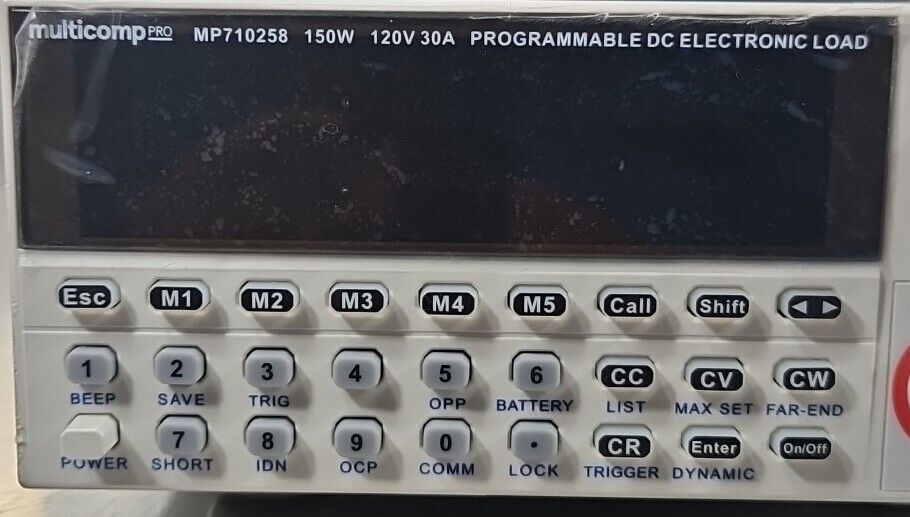 MULTICOMP PRO MP710258 150W 120V 30A. PROGRAMMABLE DC ELETRONIC LOAD.   Loc5E-18