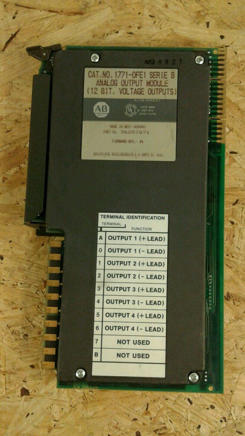 Allen Bradley 1771-OFE1 Ser A and B  Analog Output Module Used 12 Bit        AUC