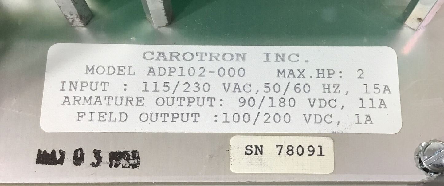 CAROTRON DRIVE ADP100 SERIES  ADP102-BC2 2HP 230VAC 50/60Hz 15A    1C