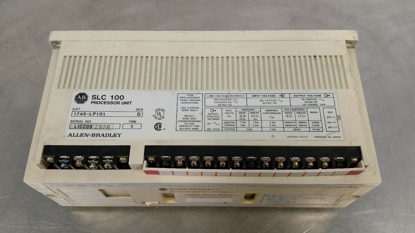 Allen Bradley SLC 100 Programmable Controller #1745-LP101 SER. D FRN 5 BIN#2