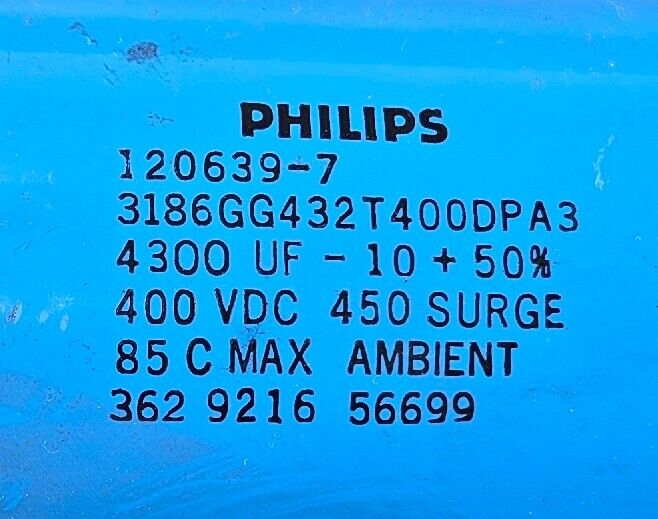 Philips 3186GG432T400DPA3 Capacitor. 120639-7.                         Loc 4C-30