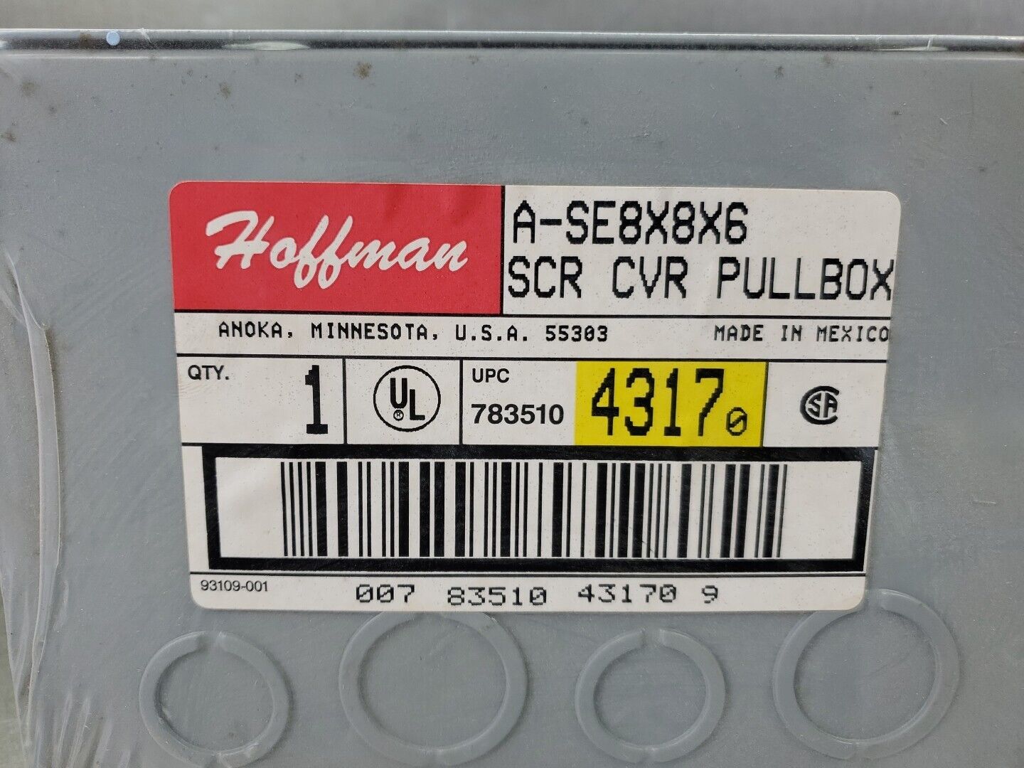 Hoffman A-SE8X8X6 Screw Cover Enclosure Pullbox.                           4E-32