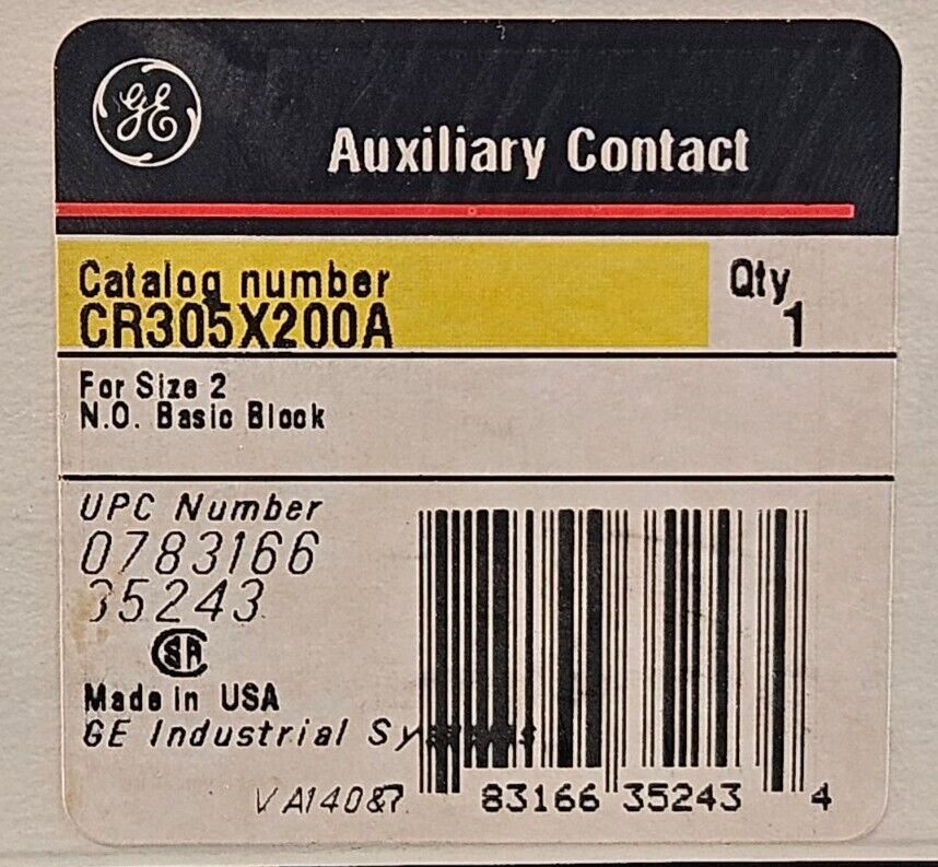 GE CR305X200A Auxiliary Contact.                                       Loc4C-22