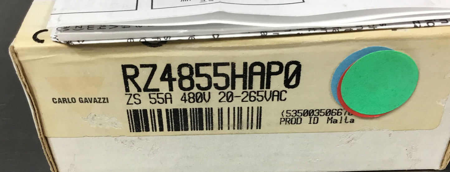 CARLO GAVAZZI  RZ4855HAP0  Starter 3Ph 55A 480V 20-265 VAC   4H