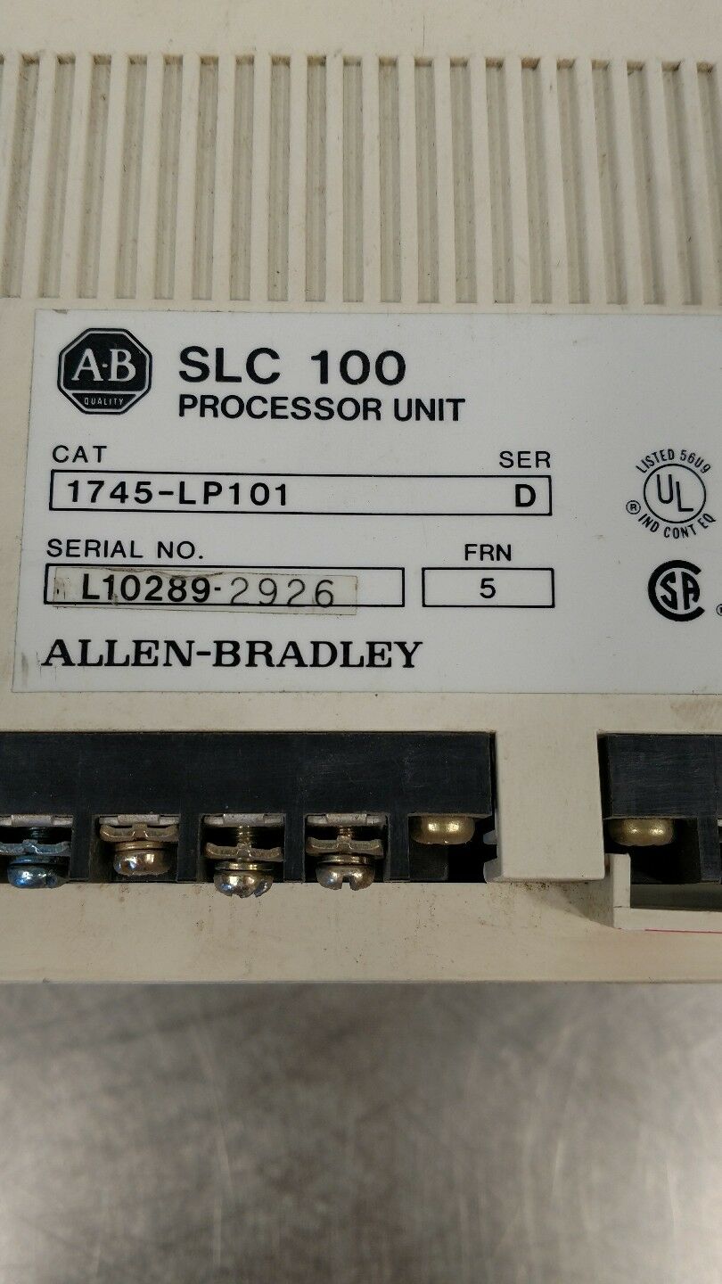 Allen Bradley SLC 100 Programmable Controller #1745-LP101 SER. D FRN 5 BIN#2