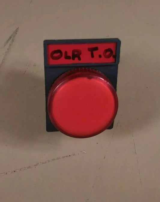 Telemecanique ZBV-6 W/ Red Illuminated Indicator Button & Name Plate          4D