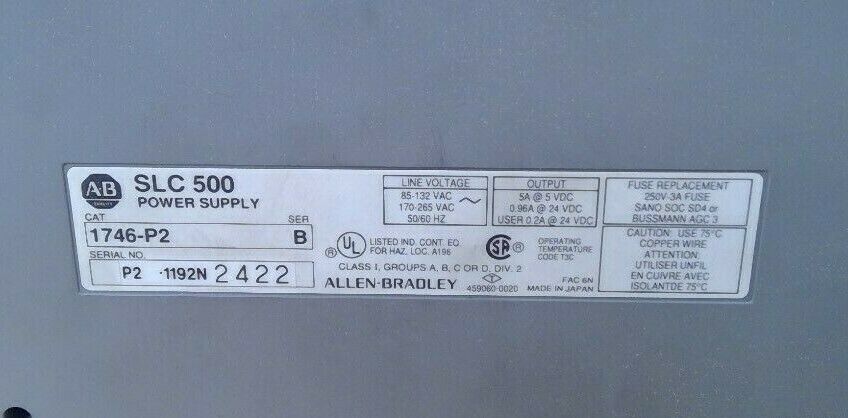 Allen-Bradley SLC500 1746-P2 Ser. B Power Supply 1746-A13 Ser. B 13-Slot Rack 3C