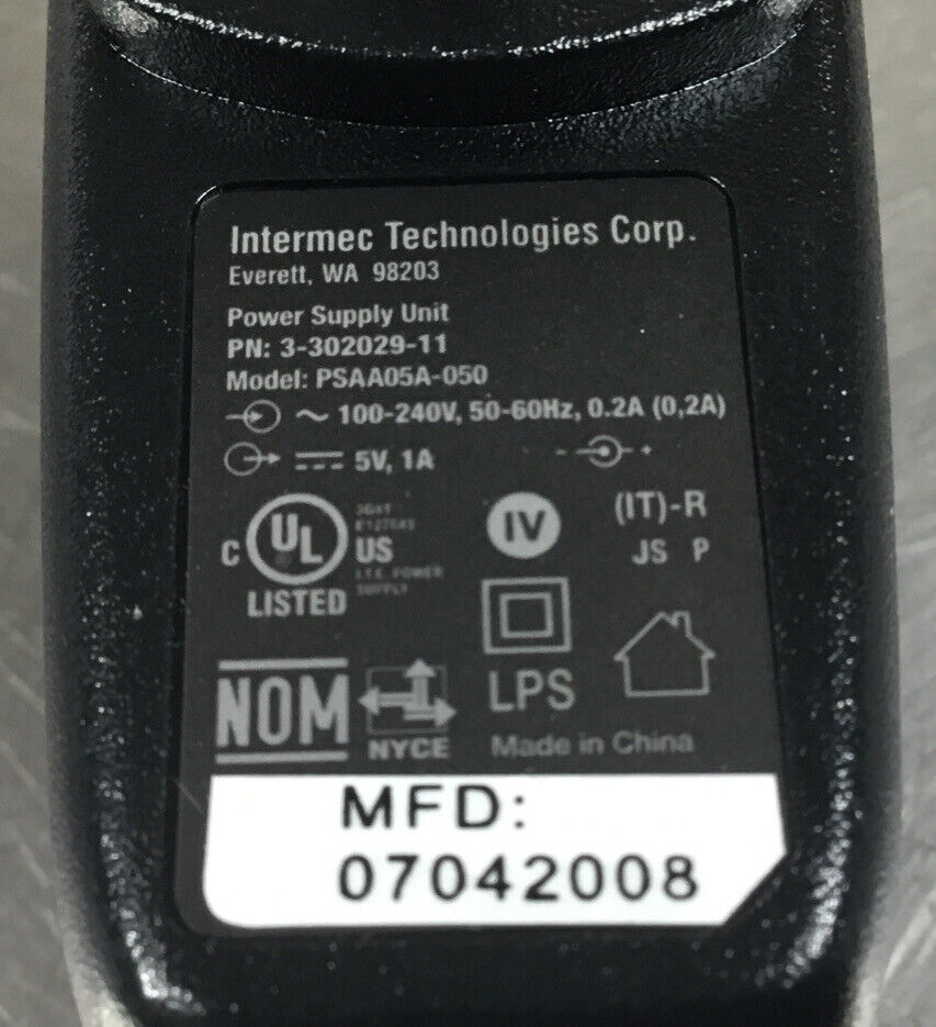 INTERMEC  3-302029-11  5VDC 1A Power Supply  Model  PSAA05A-050    4C