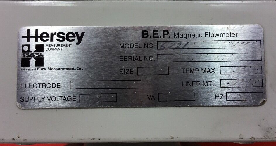 Hersey BEP Balance Elec Plane, Magnetic 1/2"Flow Meter 6221 Assy 60122G276.  6E