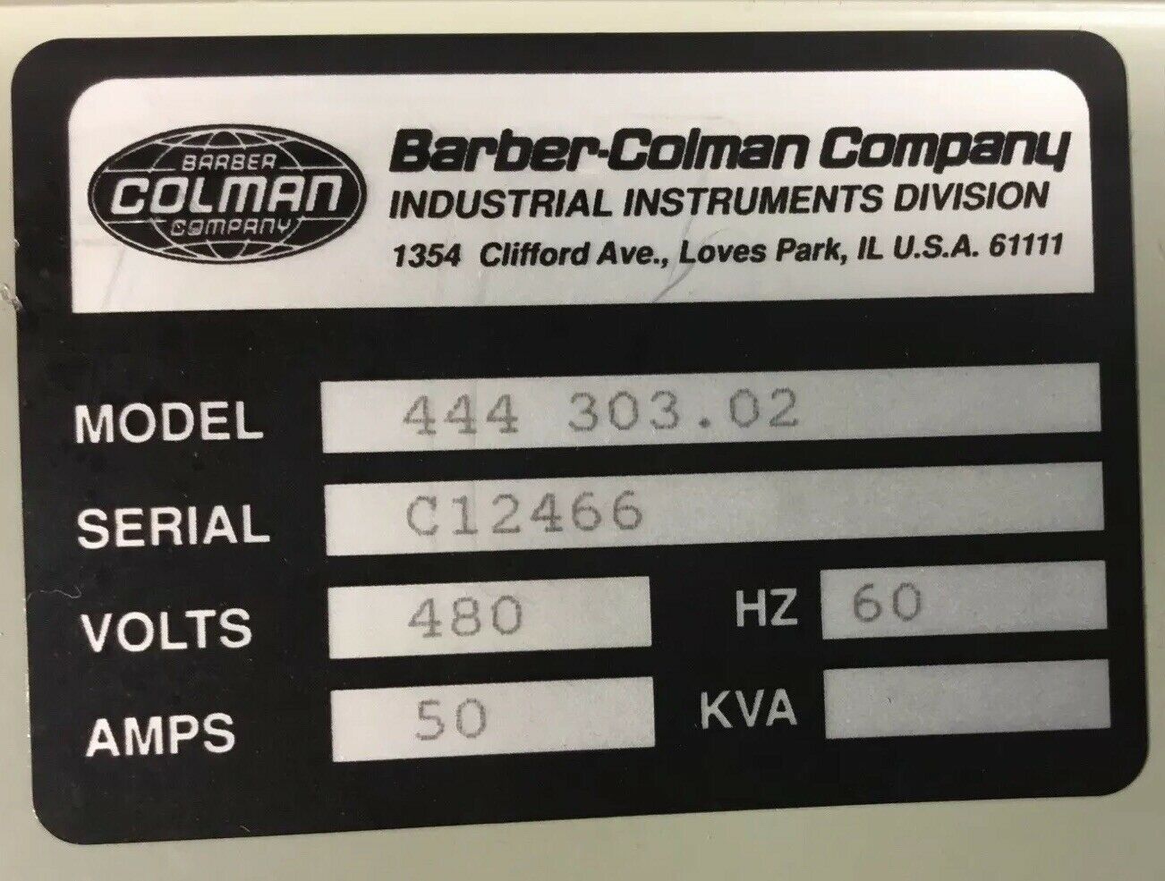 Barber-Colman Power Controller 444 303.02 480V 50/60Hz 50A   4H