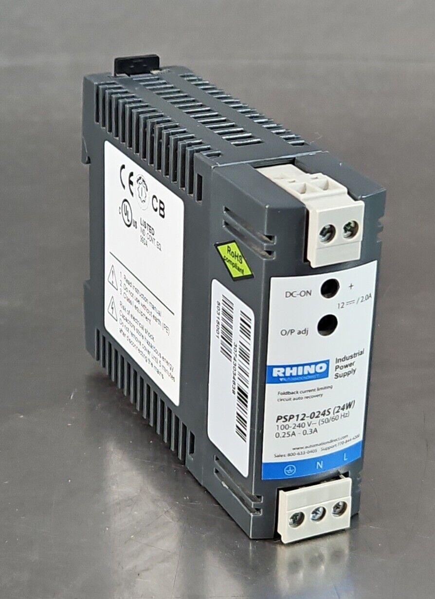 Rhino PSP12-024S Switching Power Supply. 100-240V-50/60 HZ 0.25 -0.3A.     3C-23