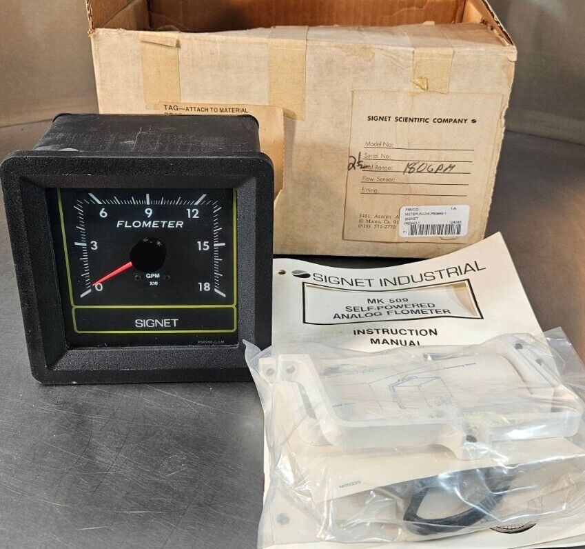SIGNET INDUSTRIAL P50940-1 SELF POWERED ANALOG FLOMETER.                   Loc6F