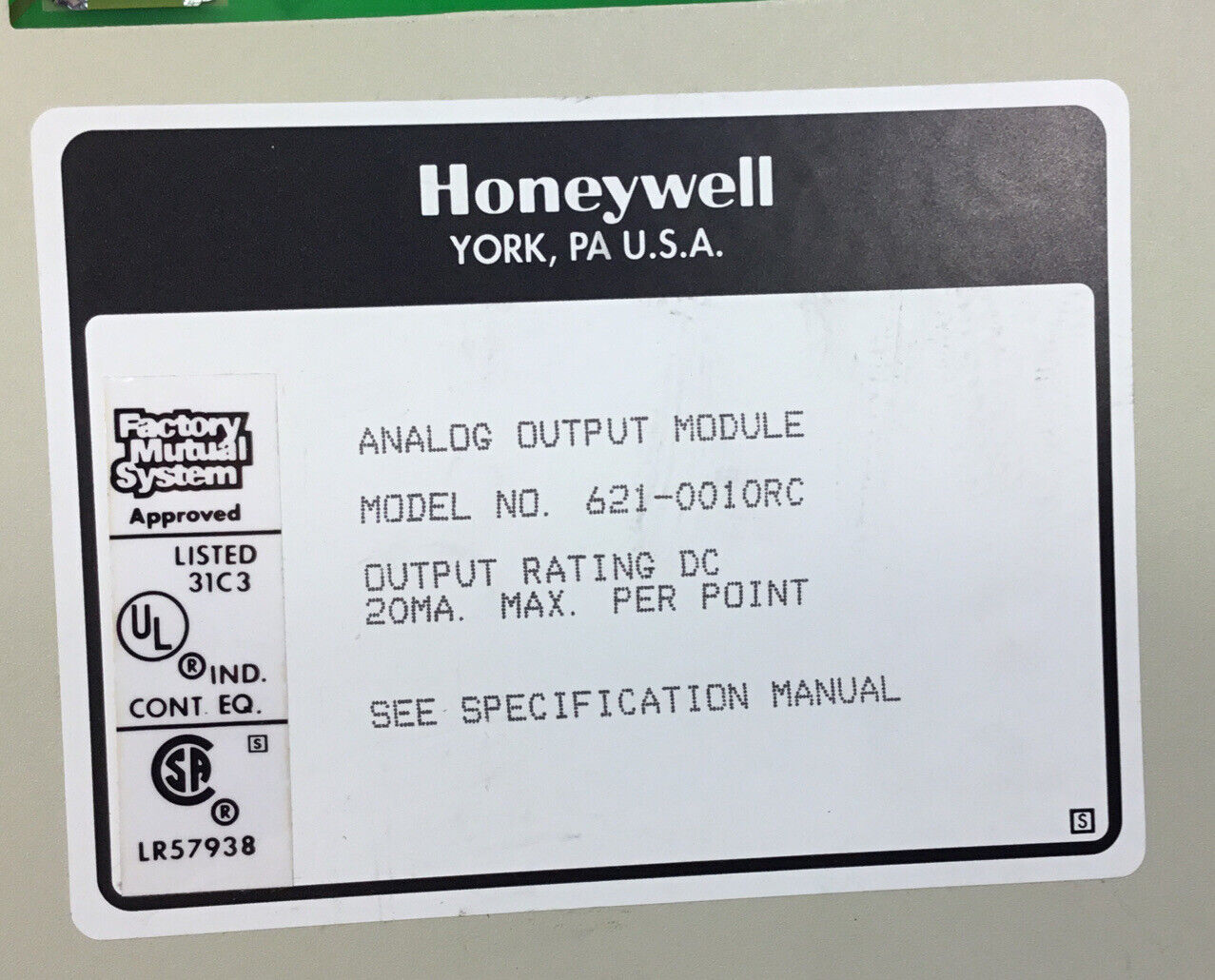 HONEYWELL 621-0010RC Analog Output Module    3C-3