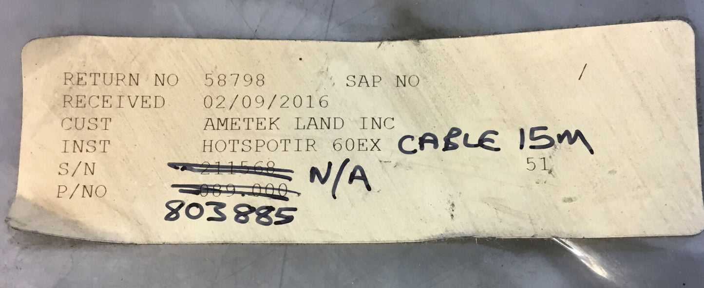 LAND AMETEK  803385  CABLE ASSEMBLY 15M-HOT SPOT SINGLE CHANNEL    5E