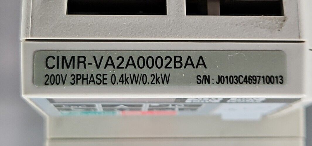 Yaskawa CIMR-VA2A0002BAA Inverter 200V 3PH 0.4 KW/0.2KW. PRG:1018.         1B-14