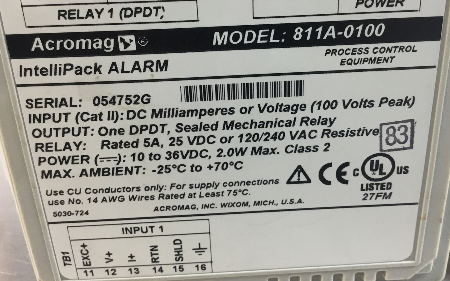 ACROMAG  811A-0100  IntellaPack Alarm     3E-27