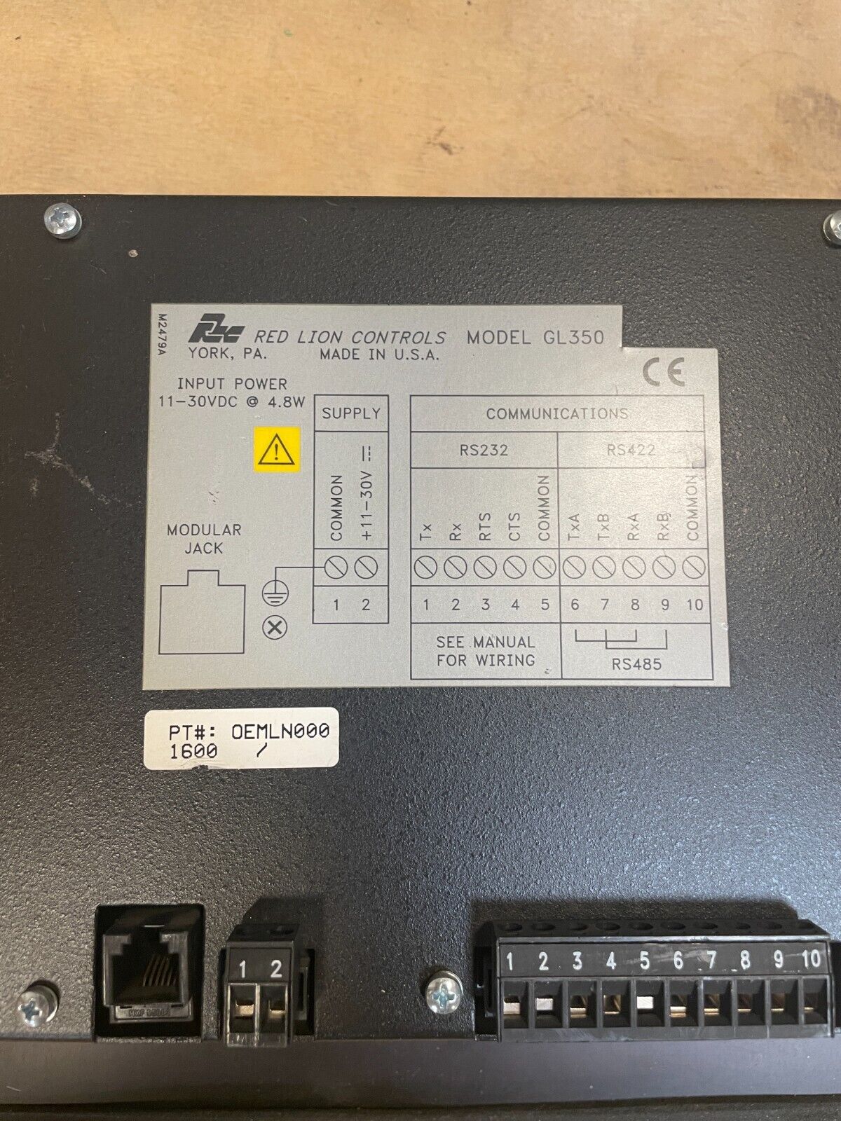 Red Lion Controls GL350 Graco PrecisionMix II Graphical Operator Interface Panel