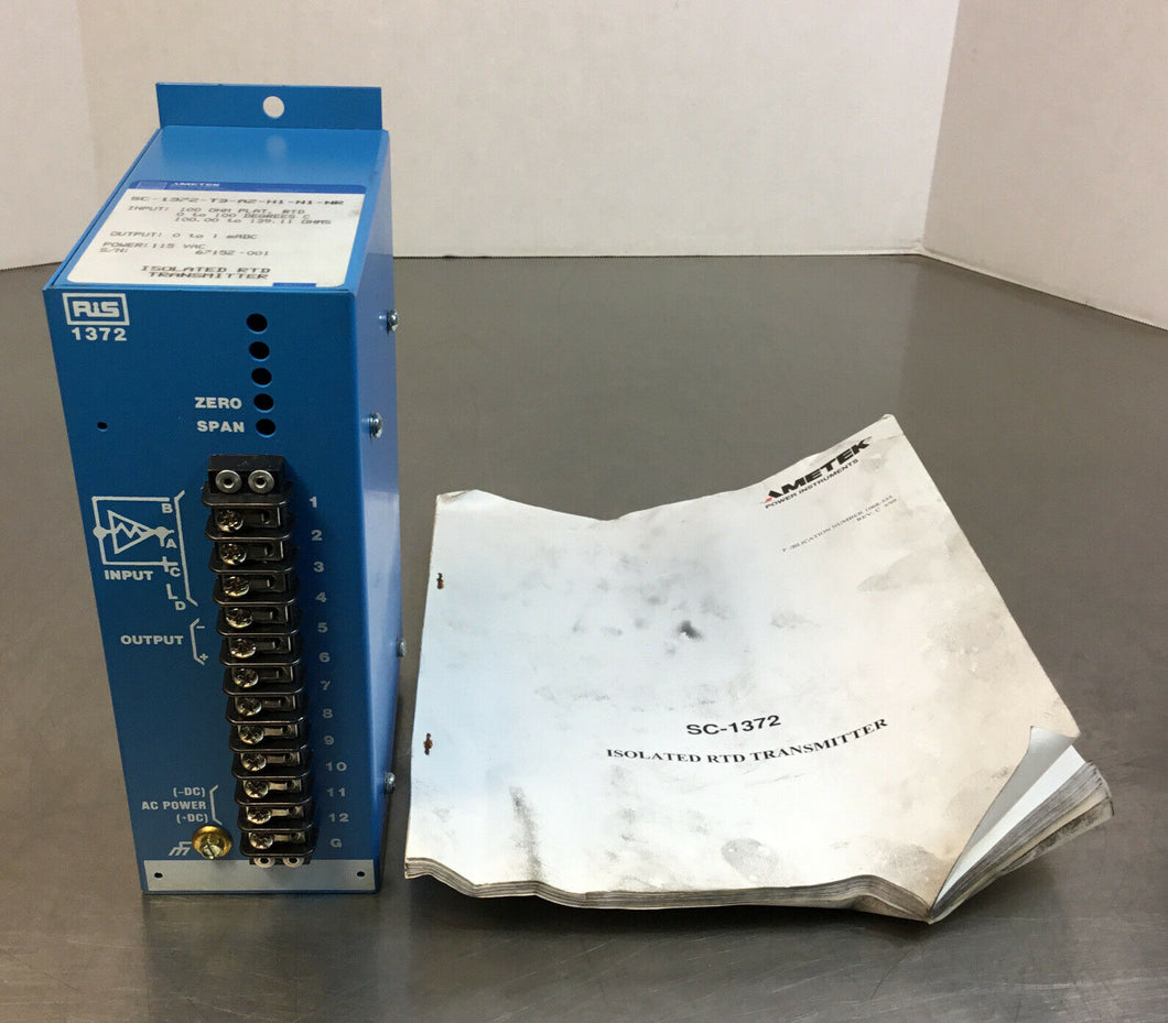 Ametek  SC-1372-T3-A2-H1-N1-NR  Isolated RTD Transmitter 115VAC   3B-5