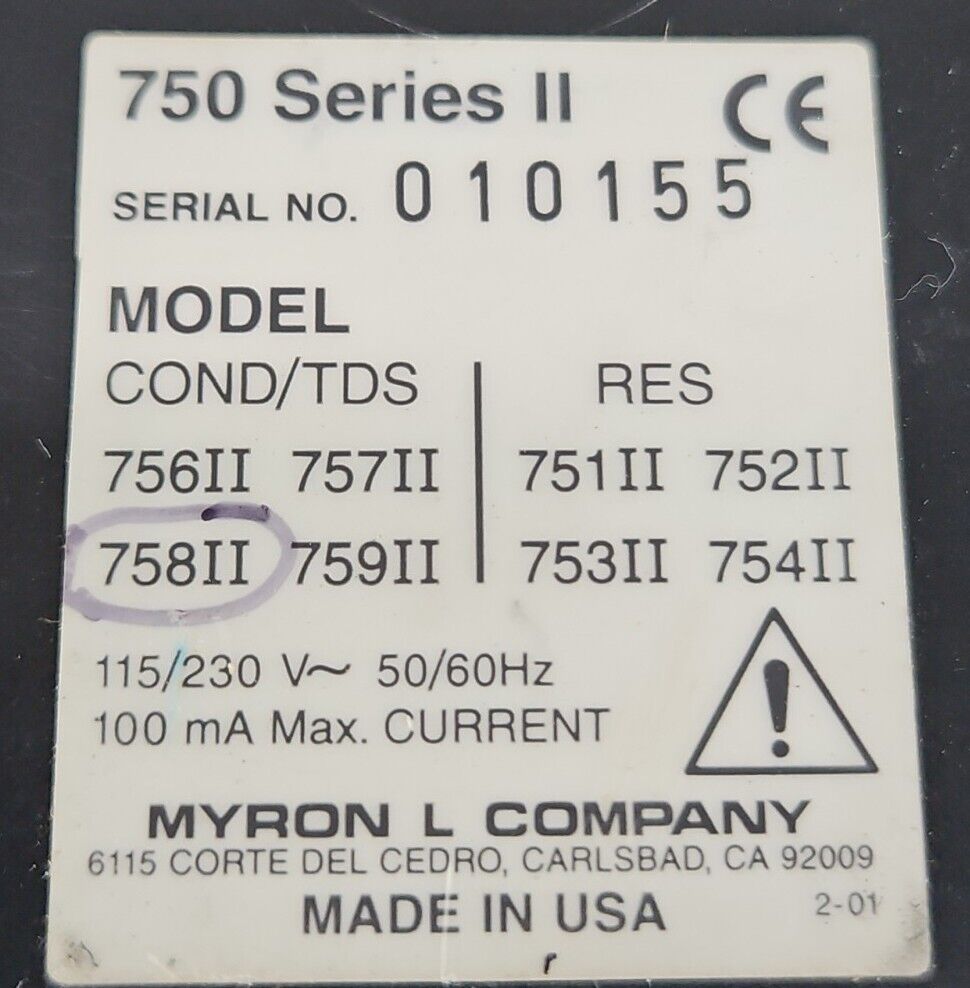 Myron L 758II Digital Conductivity/TDS Controller. 50/60 Hz.             Loc6D-6