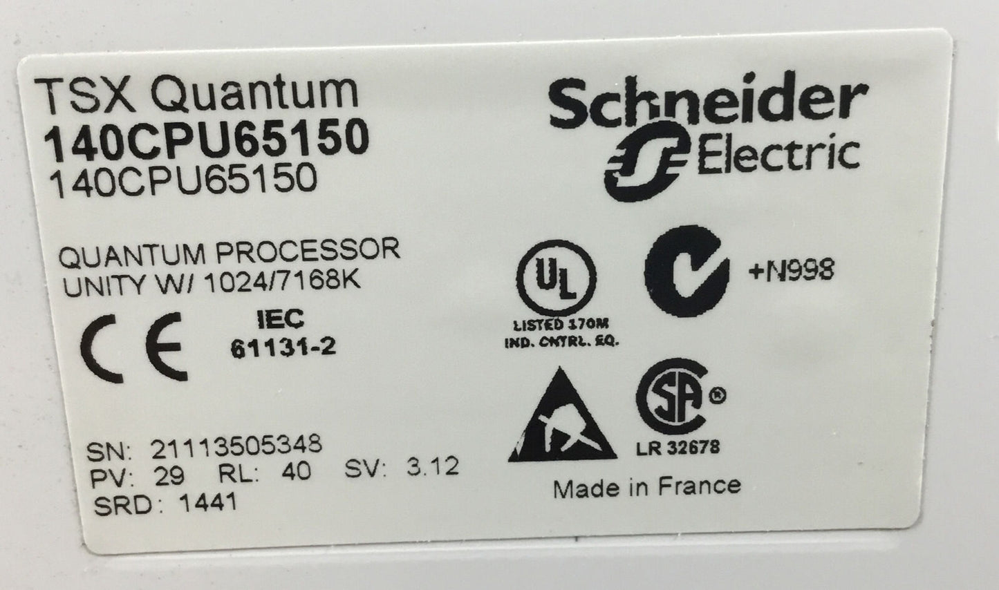 Schneider Electric 140CPU65160  TSX Quantum Controller       3A-26