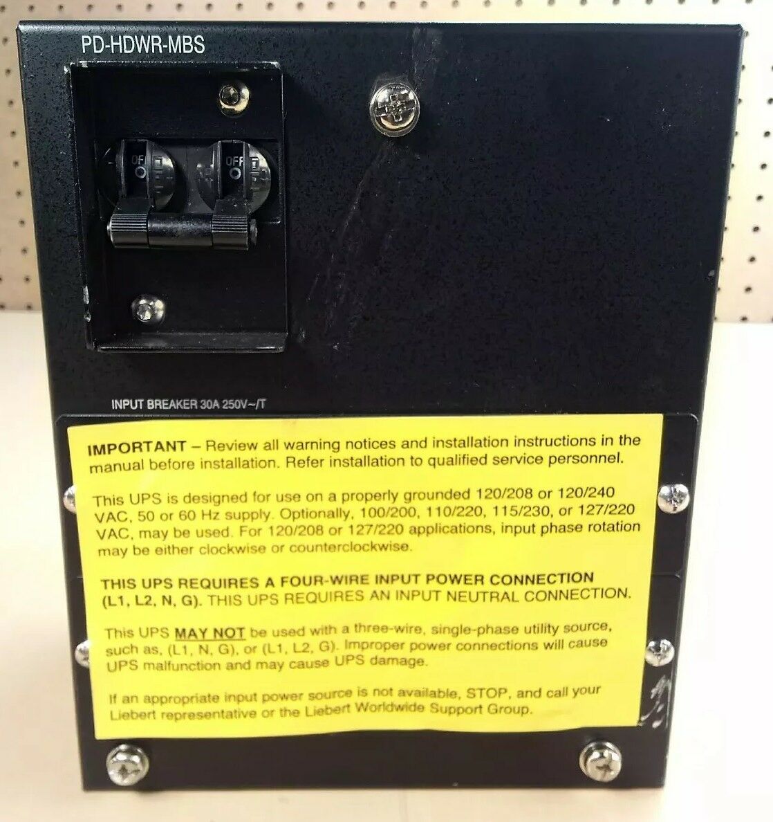 Liebert PD-HDWR-MBS 30A 250V Power UPS Input Circuit Breaker                4E-4