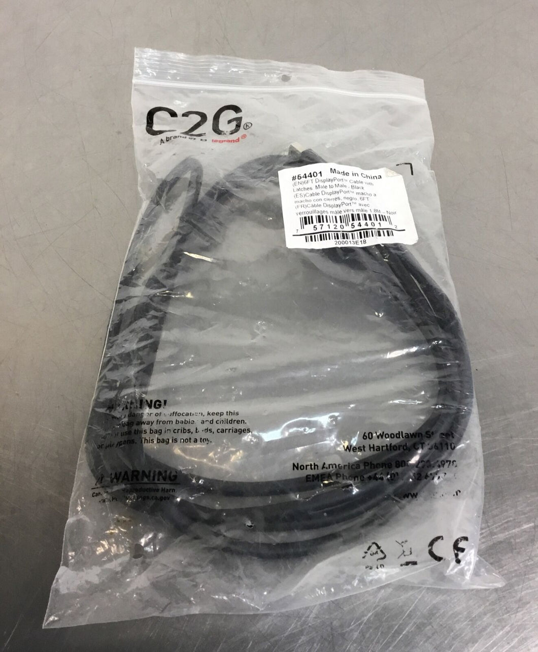 Legrand 6ft C2G / 200013E18 / #54401 DisplayPort Cable Latches Male To Male  5E
