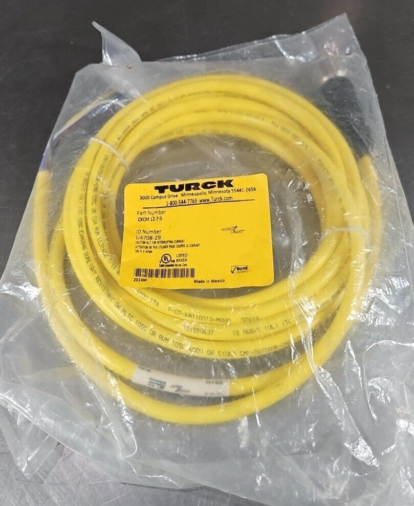 Turck CKCM12-7-5 / U4708-29 Female M23 Straight Cordset.                Loc5D-22
