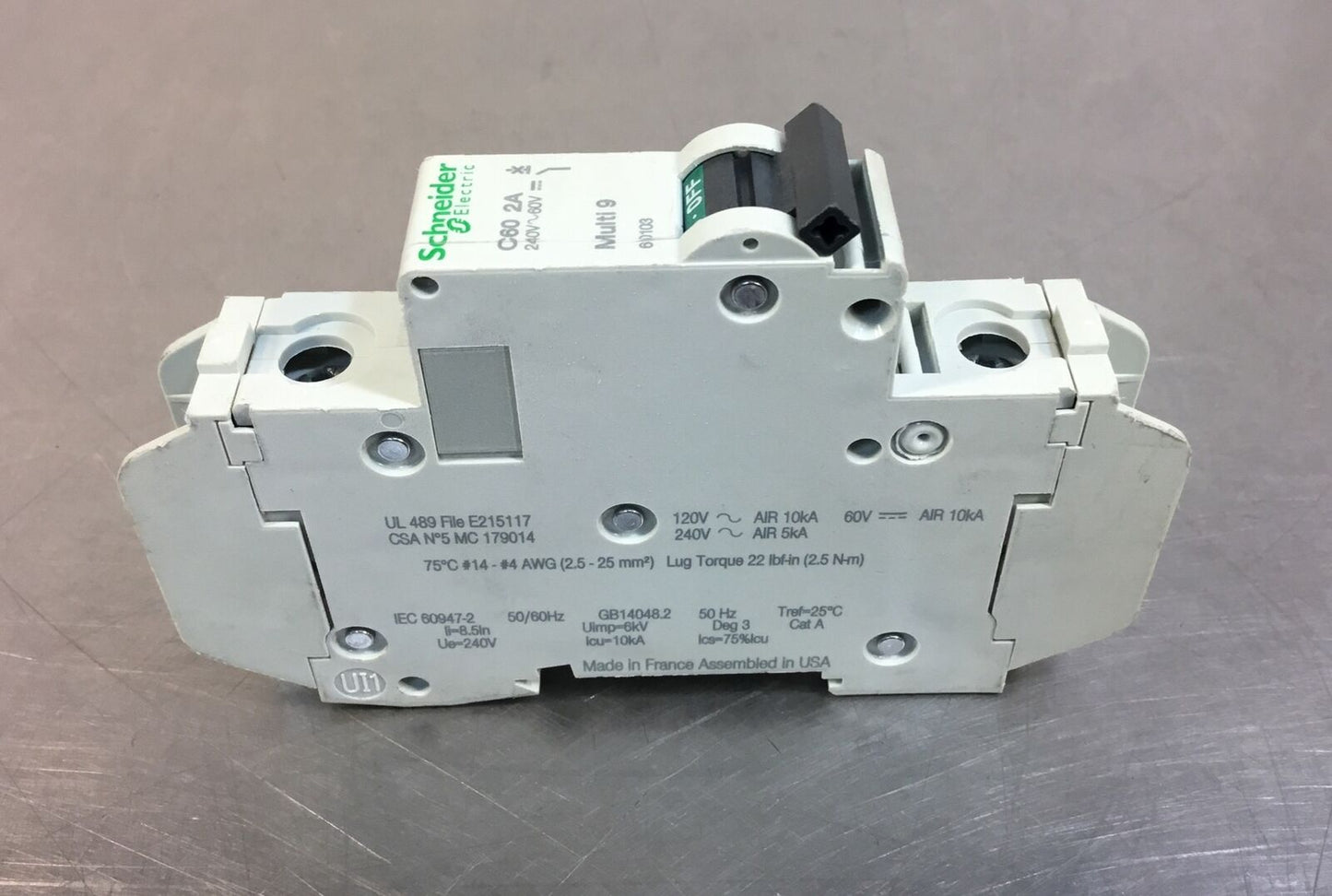 SCHNEIDER ELECTRIC 60103 C60 Multi 9 CIRCUIT BREAKER 2A 1P 240V   4D