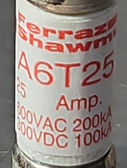 Ferraz Shawmut A6T25 Fuse 25A.                                         Loc4B-20