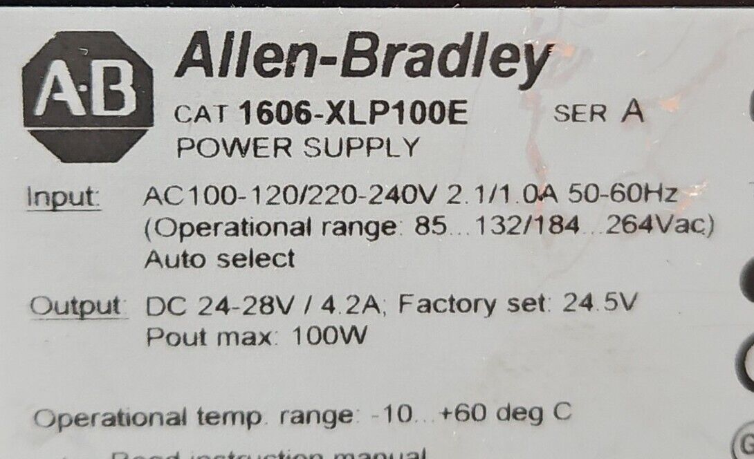 Allen-Bradley 1606XLP100E Ser A Power Supply.                             4C-25