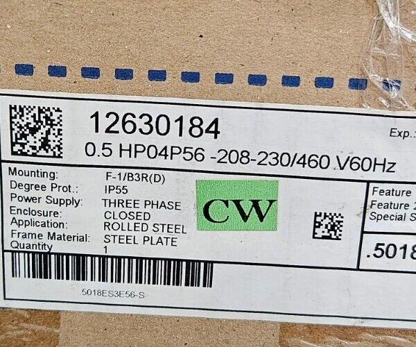 Weg .5018ES3E56-S  0.5HP04P56 -208-230/460 V60Hz Motor                     Loc1E