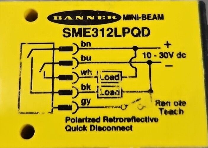 BANNER SME312LPCQD Mini-Beam Retroreflective Sensor 10-30 VDC.          Loc5E-21