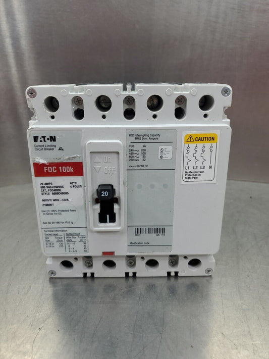 Eaton FDC 100K 20Amp 600VAC Current Limiting Circuit Breaker                4E-3