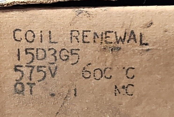 General Electric 15D3G5 Coil renewal.                         Loc4E13