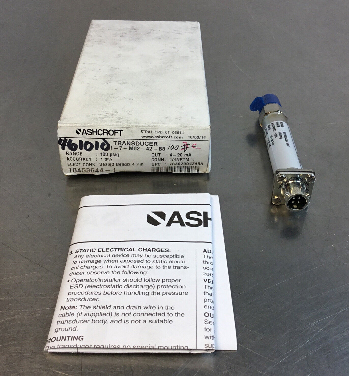 ASHCROFT  K17M0242B8100#  Transducer 100 PSIG 10-36VDC   6B