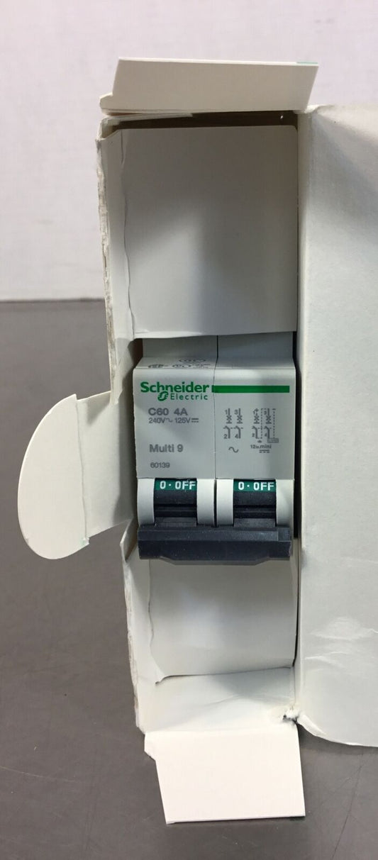 SCHNEIDER 60139 Multi 9 C60 4A 2 Pole 125/240 Volt Circuit Breaker  3D-2