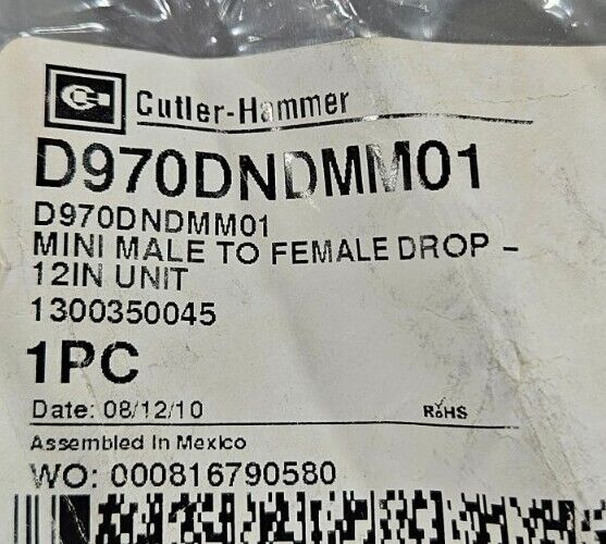 Cutler Hammer D970DNDMI101 MINI MALE TO FEMALE DROP12IN.                Loc5E-17