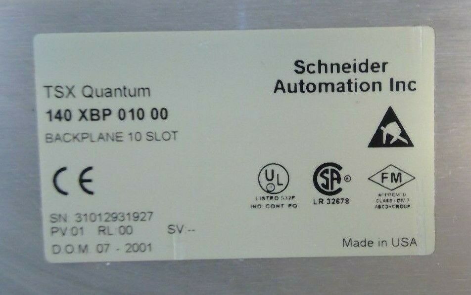 Schneider Automation TSX Quantum 140 XBP 01000 BackPlane 10-Slot            3E-5