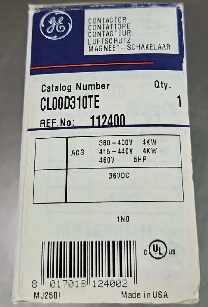GE CL00D310TE CONTACTOR.                                              Loc  4E-11