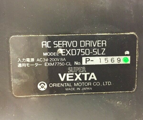 VEXTA EXD750-SLZ EX SERIES AC SERVO DRIVER 3Ph 200V 8A                       AUC
