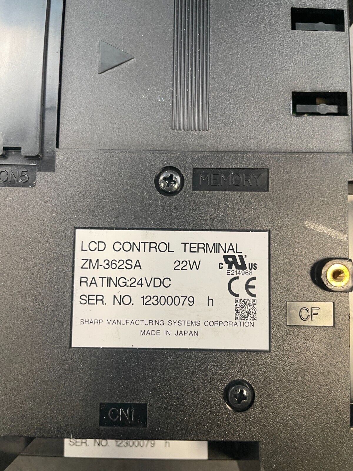 Sharp ZM-362SA Black 24-Volt DC LCD Control Terminal Touch Panel