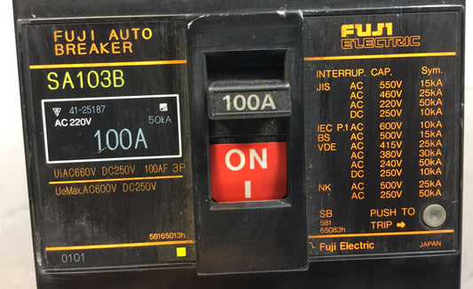 FUJI ELECTRIC SA103B 100A Auto Breaker 3 Pole     4F